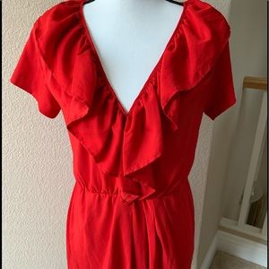 A New York Red Ruffle Dress - Small
